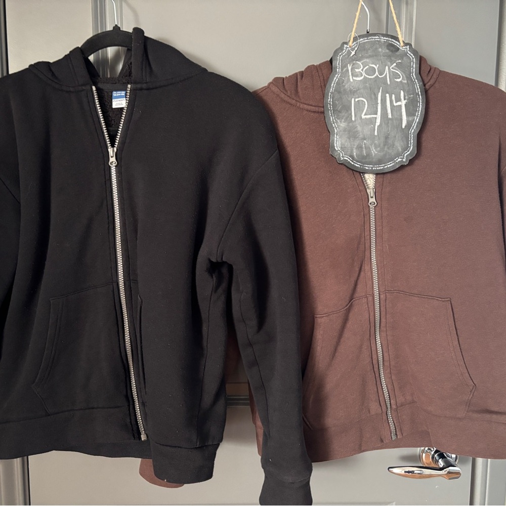2 - Old Navy Kids Black and Brown Zip-Up Hoodies
